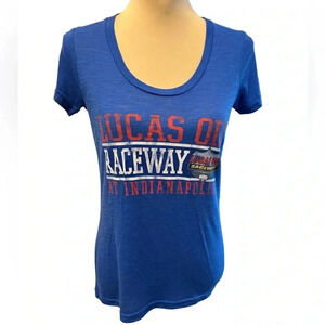 Vintage Lucas Oil Raceway Indianapolis Women's Blue Tee Shirt Size Medium In EUC
